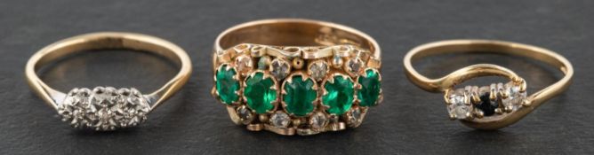Three rings, including a 9ct gold,