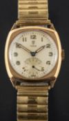 Tudor, a 1950's, 9ct gold wristwatch, with a 17 jewel movement,