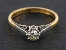 A round, brilliant-cut diamond, single-stone ring, estimated diamond weight ca. 0.