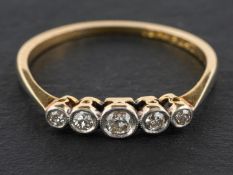 An old and single-cut diamond, five-stone ring, total estimated diamond weight ca. 0.