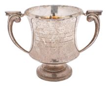 An Edward VIII silver twin handled trophy cup, maker S Blanckensee & Son Ltd, Chester,