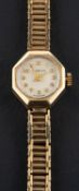 Marvin, a dress wristwatch, the enamel circular dial with Arabic numerals, the 9ct gold,