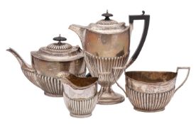 A George V silver three-piece tea service, maker William Aitken, Birmingham,