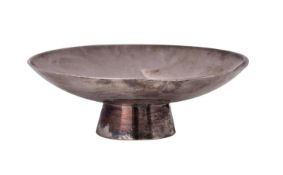 A Chinese pedestal dish, stamped marks, of plain circular form,