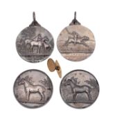 Four silver West Country prize medallions for the Polo Pony Society, together with cases,