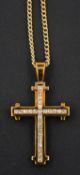 A 9ct gold, round, brilliant-cut diamond cruciform pendant, total diamond weight 0.