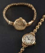 Two mid-20th century, 9ct gold dress wristwatches,