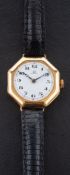 Omega, a wristwatch the circular, white enamel dial with baton markers and Arabic numerals,