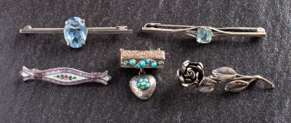 Five brooches,