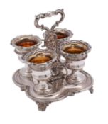 An old Sheffield Plate four division egg cup cruet,