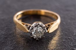 A round, brilliant-cut diamond, single-stone ring, estimated diamond weight ca. 0.