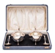 A pair of Edward VIII silver sauce boats and ladles, maker Viners Ltd, Sheffield, 1936,