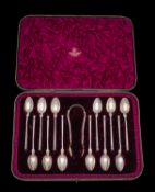 A set of twelve Victorian silver coffee spoons, maker George Edwards & Son, Edinburgh,