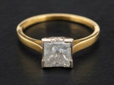 An 18ct gold, princess-cut diamond, single-stone ring, estimated diamond weight ca. 1.