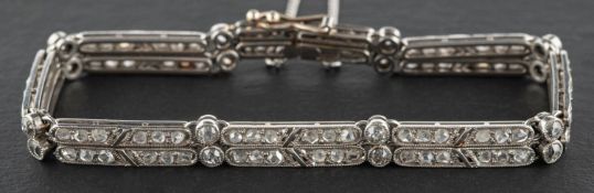 An Art Deco, single and rose-cut diamond bracelet, total estimated diamond weight ca. 1.