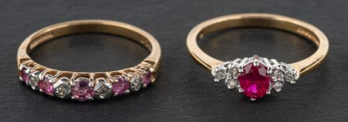 Two 9ct gold, gemset rings,