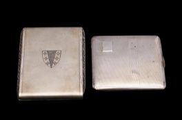 A Portuguese silver cigarette case, stamped marks, crested, 10.