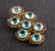 A light blue paste, filigree pendant, with French control marks for silver, total length ca. 7.