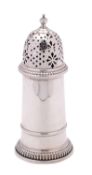 An Elizabeth II silver sugar caster, maker PES Co, Birmingham, 1967 of cylindrical form,