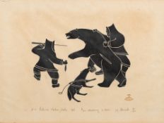 * Patrick Akovak [1944-1976] Man Attacking a Bear; Eskimo Western Artic, 1967,