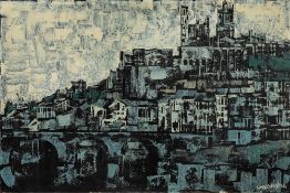 American School [mid-20th century] A geometric cityscape,