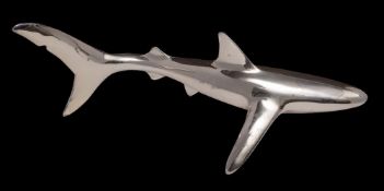 Enrique Jolly (Mexican), a silver plated model of a shark of sinuous form, 58cm long.