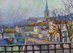 Rene Chambon [1888-?] Townscape, signed oil on canvas, 58 x 80cm.