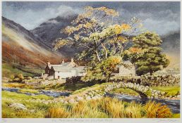 Judy Boyes [contemporary school] The Packhorse bridge at Wasdale head signed,