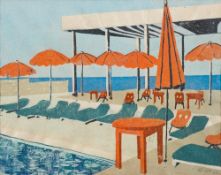 Modern British School The Swimming Pool, 1974 initialled VAD,