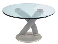 An Italian 'Hula-Op' glass and metal extending dining table, by Naos of Cavriglia, modern,