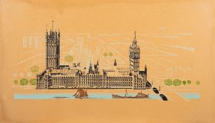 * William Brouard [20th Century] The Houses of Parliament, London, screenprint,