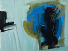 * Bob Crossley [1912-2010], Abstract, blue and pale blue oil on paper, 17.