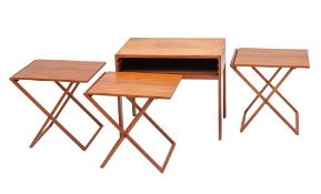 A Danish teak metamorphic side table nest of occasional tables, by Silkeborg,