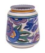 A Carter Stabler Adams Poole pottery vase of tapering cylindrical form painted in the Bluebird