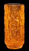 A James Powell & Sons Whitefriars bark vase in tangerine after the original by Geoffrey Baxter,