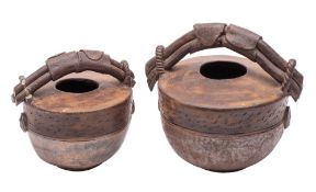 Two stoneware vessels by an unknown hand in imitation of an Oriental water container,