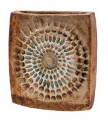 *Alan Wallwork [1931 - 2019] a stoneware vase of slab built rectangular form with radial shell-like