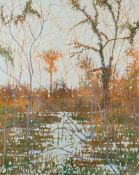 Contemporary British School Moorland Flood inscribed and indistinctly signed verso oil on canvas 74