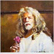 * Robert O Lenkiewicz [1941-2002] Self-Portrait Holding Rose,