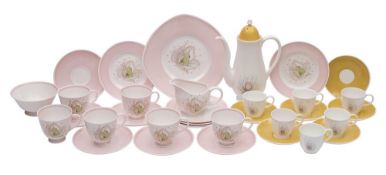 Two Susie Cooper bone china part services comprising;- a coffee pot and cover,