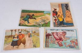 A collection of early 20th century and later humorous postcards,