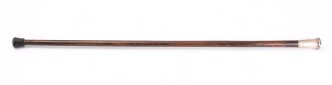 A George V silver mounted partridge wood walking cane, London 1922, maker's mark rubbed,