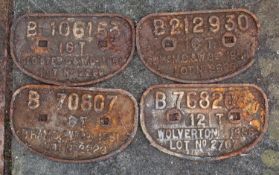 A group of four wagon plates dated between 1951 to 1956 (poor condition) (4).