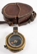 A WWI period brass vernier compass dated 1917 to back of case,