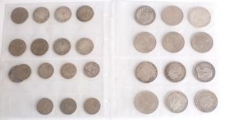Two sheets of coins : including 1819, 1888, 1894, 1898, 1889 and 1935 crowns and other halfcrowns,