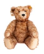 A Steiff mottled plush Teddy bear, plastic eyes, stitched nose and mouth,