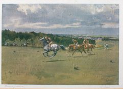 *Lionel Edwards (1874-1954) Training at Newmarket; Morning Exercise;