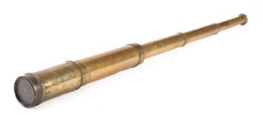 A brass three draw telescope, unsigned.