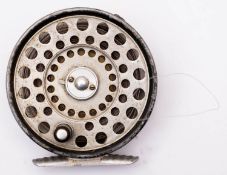 A Hardy 'LRH Lightweight' 3 inch ally reel, stamped as per title with single ebonised handle,
