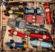 An unboxed collection of Dinky racing cars: including No. 234 Ferrari, No. 231 Maserati and others .